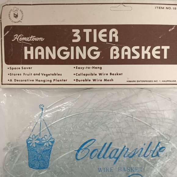 Vintage 3-Tier Collapsible Hanging Wire Basket Multipurpose Rustic Cottage Large - Picture 6 of 7